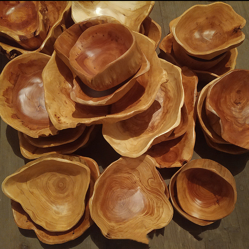 Household Irregular Root Carved Wooden Tray