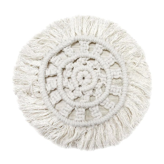 Handwoven Macrame Coasters Cotton Rope Braided Placemats