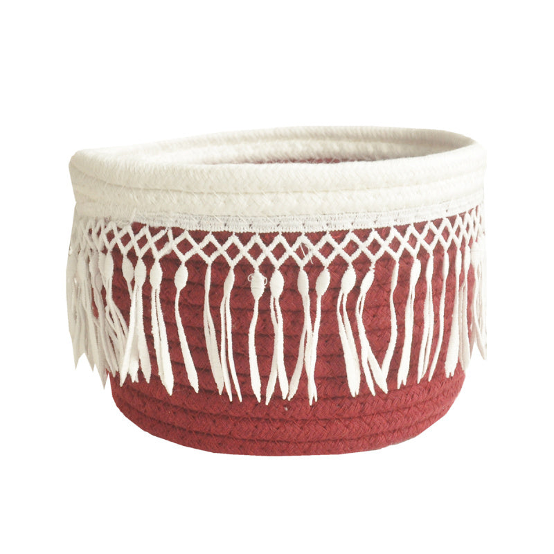 Cotton woven storage basket