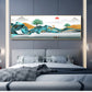 Abstract Green Line Sunrise Landscape Art Poster And Print Canvas Painting