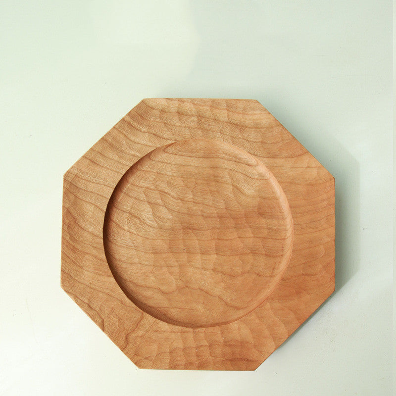 Cherry Wood Octagonal Hand-carved Western Pastry Tray