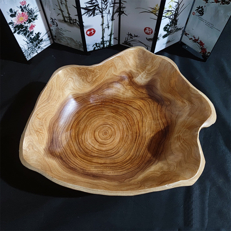 Household Irregular Root Carved Wooden Tray