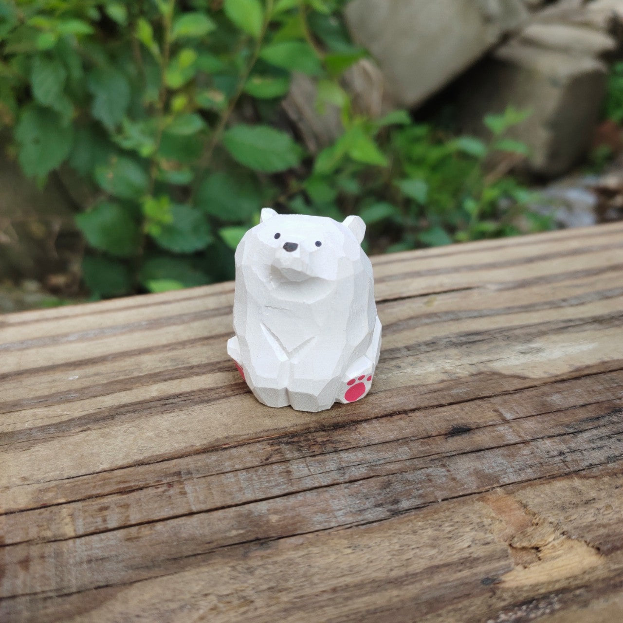 Solid Wood Hand Carved Bear Ornaments