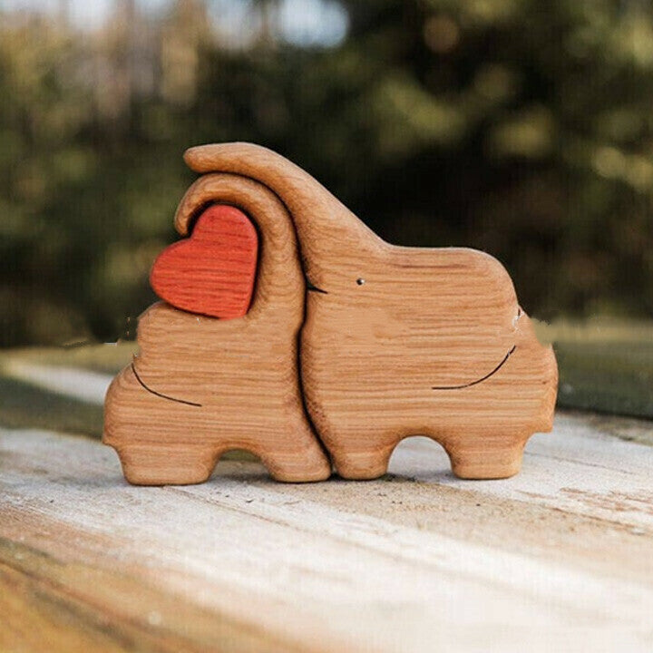 Hand Carved Love Elephant Ornament