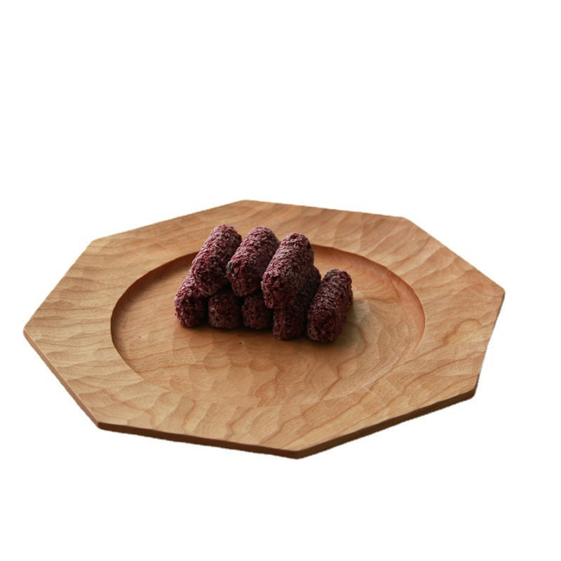 Cherry Wood Octagonal Hand-carved Western Pastry Tray